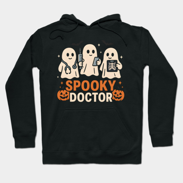 Spooky Doctor Ghosts Halloween Graphic | Retro Medical Artwork Hoodie by MakerMind8.2