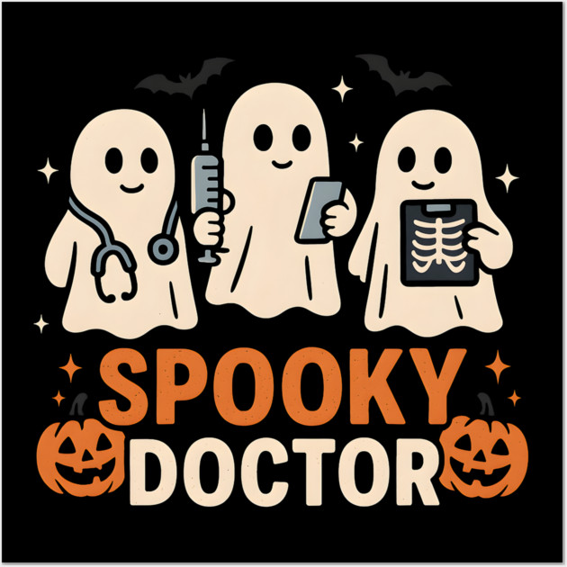 Spooky Doctor Ghosts Halloween Graphic | Retro Medical Artwork Wall Art by MakerMind8.2