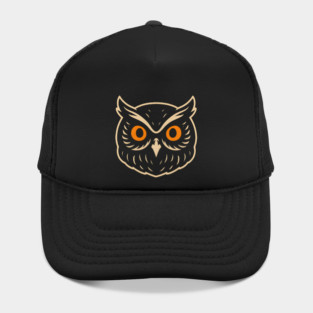 Retro Owl Face Halloween Graphic | Spooky Bird Artwork Hat
