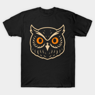 Retro Owl Face Halloween Graphic | Spooky Bird Artwork T-Shirt
