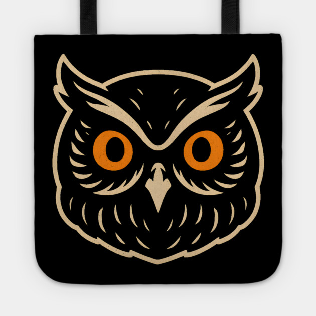 Retro Owl Face Halloween Graphic | Spooky Bird Artwork Tote by MakerMind8.2