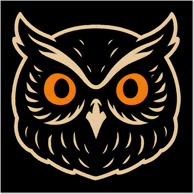 Retro Owl Face Halloween Graphic | Spooky Bird Artwork Wall Art by MakerMind8.2