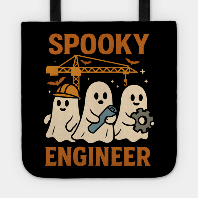 Spooky Engineer Ghosts Halloween Graphic | Retro STEM Artwork Tote by MakerMind8.2