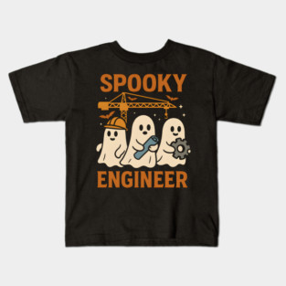 Spooky Engineer Ghosts Halloween Graphic | Retro STEM Artwork Kids T-Shirt