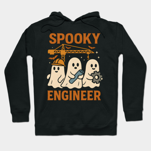 Spooky Engineer Ghosts Halloween Graphic | Retro STEM Artwork Hoodie by MakerMind8.2