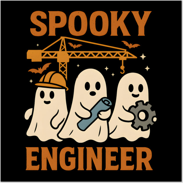 Spooky Engineer Ghosts Halloween Graphic | Retro STEM Artwork Wall Art by MakerMind8.2
