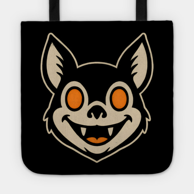 Retro Bat Face Halloween Graphic | Spooky Animal Artwork Tote by MakerMind8.2