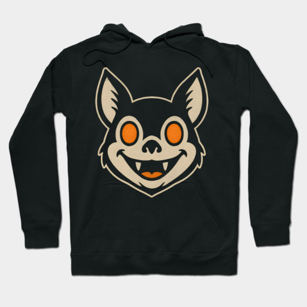 Retro Bat Face Halloween Graphic | Spooky Animal Artwork Hoodie by MakerMind8.2