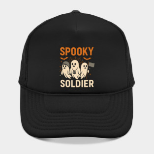 Spooky Soldier Ghosts Halloween Graphic | Retro Army Artwork Hat