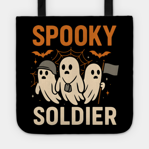Spooky Soldier Ghosts Halloween Graphic | Retro Army Artwork Tote by MakerMind8.2