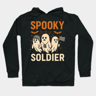 Spooky Soldier Ghosts Halloween Graphic | Retro Army Artwork Hoodie