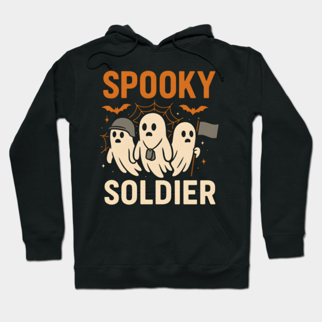 Spooky Soldier Ghosts Halloween Graphic | Retro Army Artwork Hoodie by MakerMind8.2