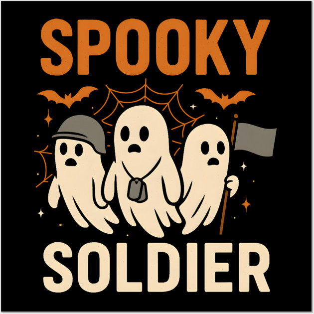Spooky Soldier Ghosts Halloween Graphic | Retro Army Artwork Wall Art by MakerMind8.2