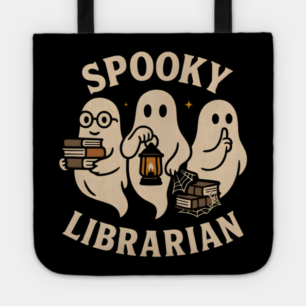 Spooky Librarian Ghosts Halloween Graphic | Book Lover Artwork Tote by MakerMind8.2