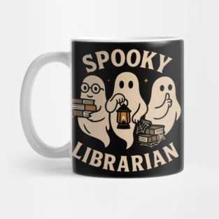 Spooky Librarian Ghosts Halloween Graphic | Book Lover Artwork Mug