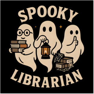 Spooky Librarian Ghosts Halloween Graphic | Book Lover Artwork Posters and Art