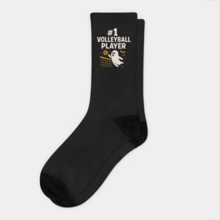 #1 Volleyball Player Ghost Halloween Graphic | Spooky Sports Artwork Socks
