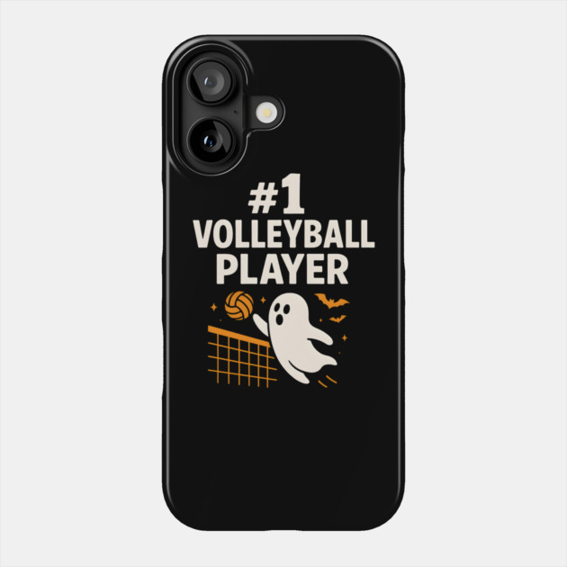 #1 Volleyball Player Ghost Halloween Graphic | Spooky Sports Artwork Phone Case by MakerMind8.2