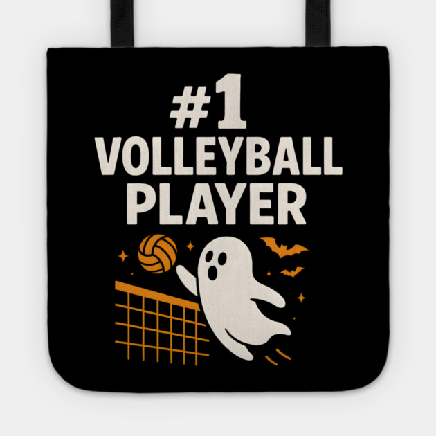 #1 Volleyball Player Ghost Halloween Graphic | Spooky Sports Artwork Tote by MakerMind8.2
