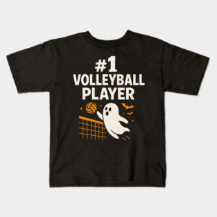 #1 Volleyball Player Ghost Halloween Graphic | Spooky Sports Artwork Kids T-Shirt