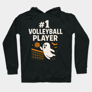 #1 Volleyball Player Ghost Halloween Graphic | Spooky Sports Artwork Hoodie