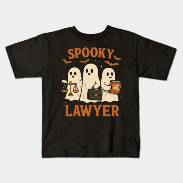 Spooky Lawyer Ghosts Halloween Graphic | Retro Law Artwork Kids T-Shirt by MakerMind8.2