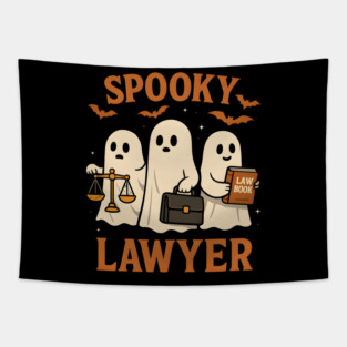 Spooky Lawyer Ghosts Halloween Graphic | Retro Law Artwork Tapestry