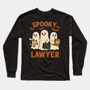 Spooky Lawyer Ghosts Halloween Graphic | Retro Law Artwork Long Sleeve T-Shirt
