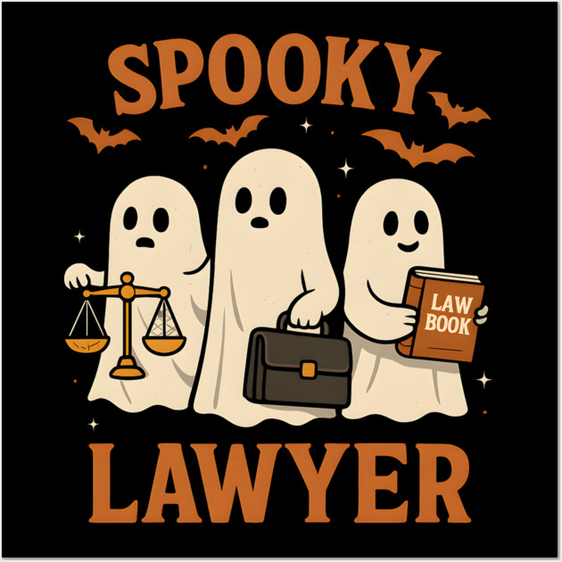 Spooky Lawyer Ghosts Halloween Graphic | Retro Law Artwork Wall Art by MakerMind8.2