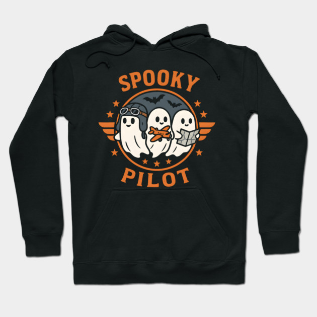 Spooky Pilot Ghosts Halloween Graphic | Retro Flying Artwork Hoodie by MakerMind8.2