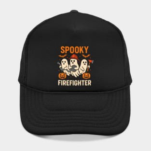 Spooky Firefighter Ghosts Halloween Graphic | Fun Fireman Artwork Hat
