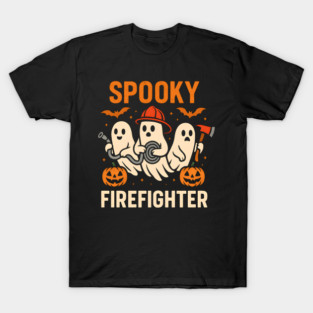 Spooky Firefighter Ghosts Halloween Graphic | Fun Fireman Artwork T-Shirt