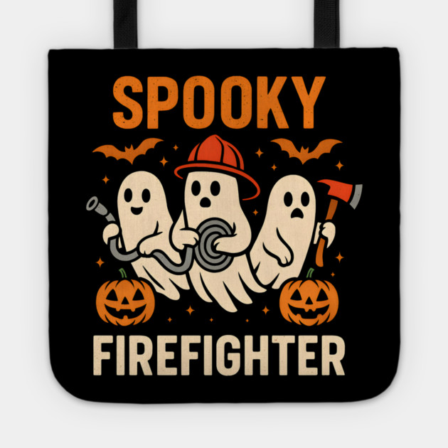 Spooky Firefighter Ghosts Halloween Graphic | Fun Fireman Artwork Tote by MakerMind8.2