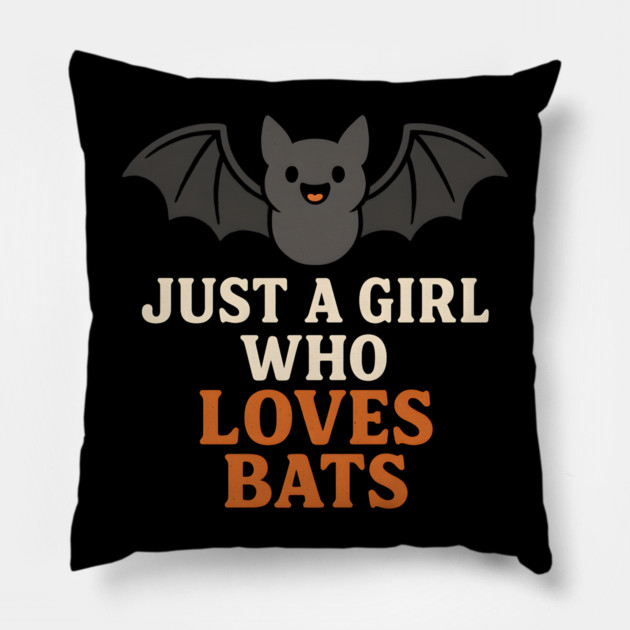 Just a Girl Who Loves Bats Cute Halloween Gift Pillow by MakerMind8.2
