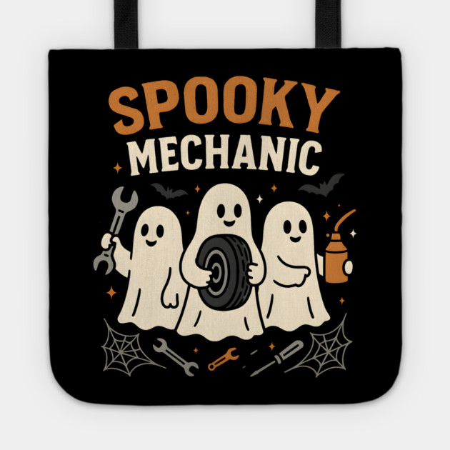 Spooky Mechanic Ghost Halloween Garage Graphic Gift Tote by MakerMind8.2