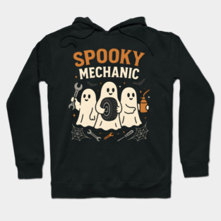 Spooky Mechanic Ghost Halloween Garage Graphic Gift Hoodie