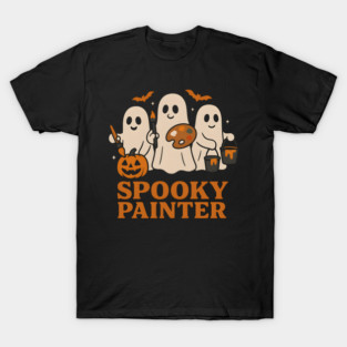 Spooky Painter Ghost Halloween Artist Graphic Gift T-Shirt