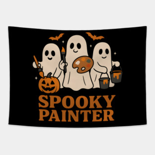 Spooky Painter Ghost Halloween Artist Graphic Gift Tapestry
