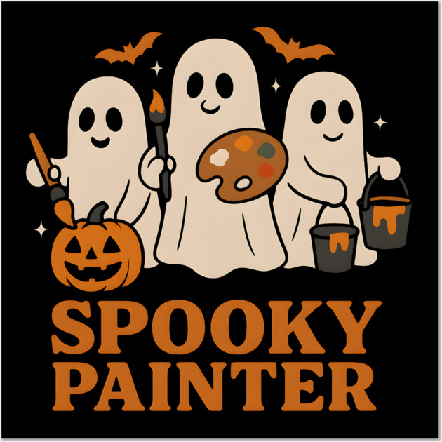 Spooky Painter Ghost Halloween Artist Graphic Gift Wall Art by MakerMind8.2
