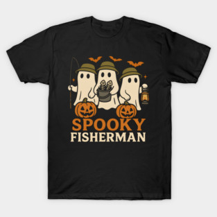 Spooky Fisherman Ghost Halloween Fishing Graphic Gift T-Shirt