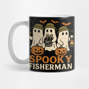 Spooky Fisherman Ghost Halloween Fishing Graphic Gift Mug