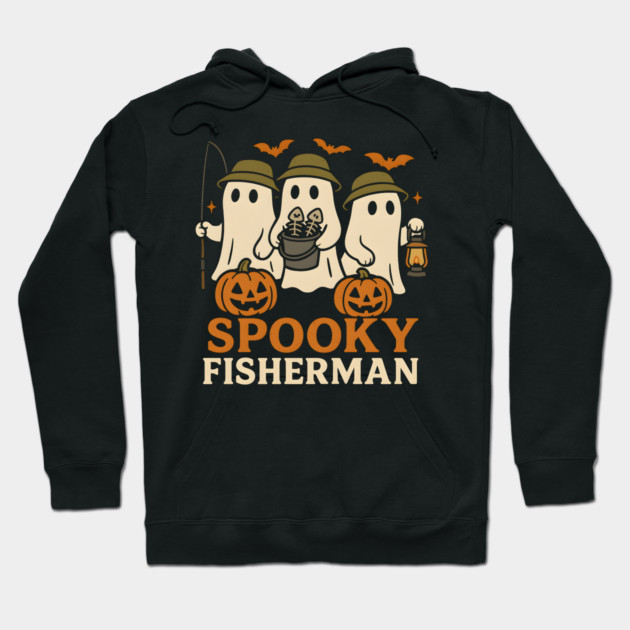 Spooky Fisherman Ghost Halloween Fishing Graphic Gift Hoodie by MakerMind8.2