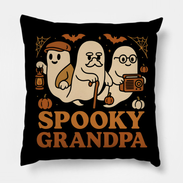 Spooky Grandpa Ghost Halloween Family Graphic Gift Pillow by MakerMind8.2