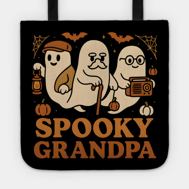 Spooky Grandpa Ghost Halloween Family Graphic Gift Tote by MakerMind8.2