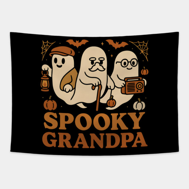 Spooky Grandpa Ghost Halloween Family Graphic Gift Tapestry by MakerMind8.2