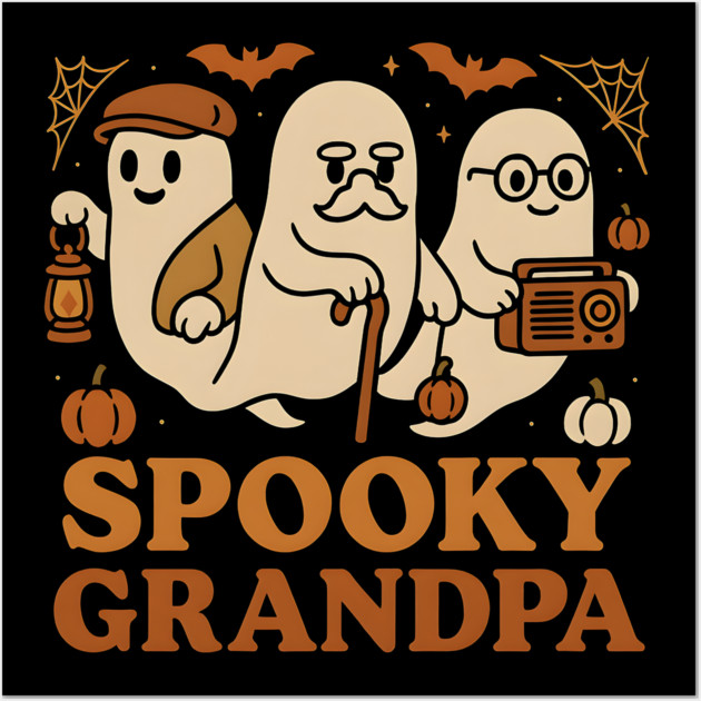 Spooky Grandpa Ghost Halloween Family Graphic Gift Wall Art by MakerMind8.2