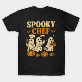 Spooky Chef Ghost Halloween Cooking Graphic Gift T-Shirt