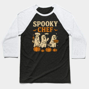 Spooky Chef Ghost Halloween Cooking Graphic Gift Baseball T-Shirt