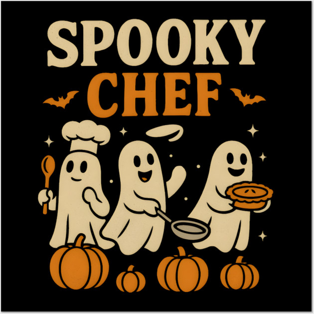 Spooky Chef Ghost Halloween Cooking Graphic Gift Wall Art by MakerMind8.2