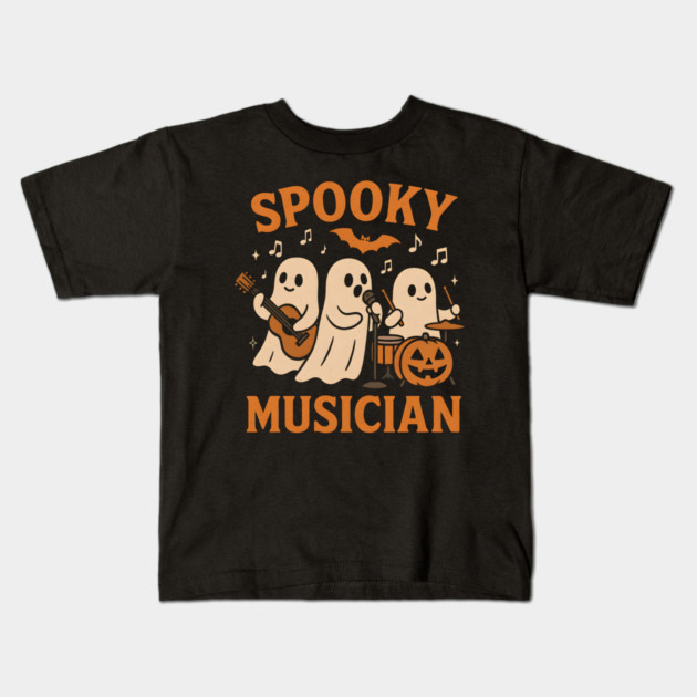 Spooky Musician Ghost Band Halloween Graphic Gift Kids T-Shirt by MakerMind8.2